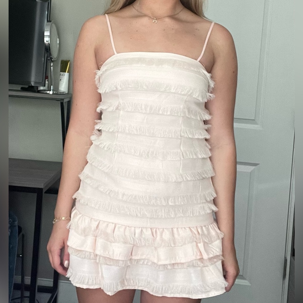 Princess Polly pale pink ruffle dress